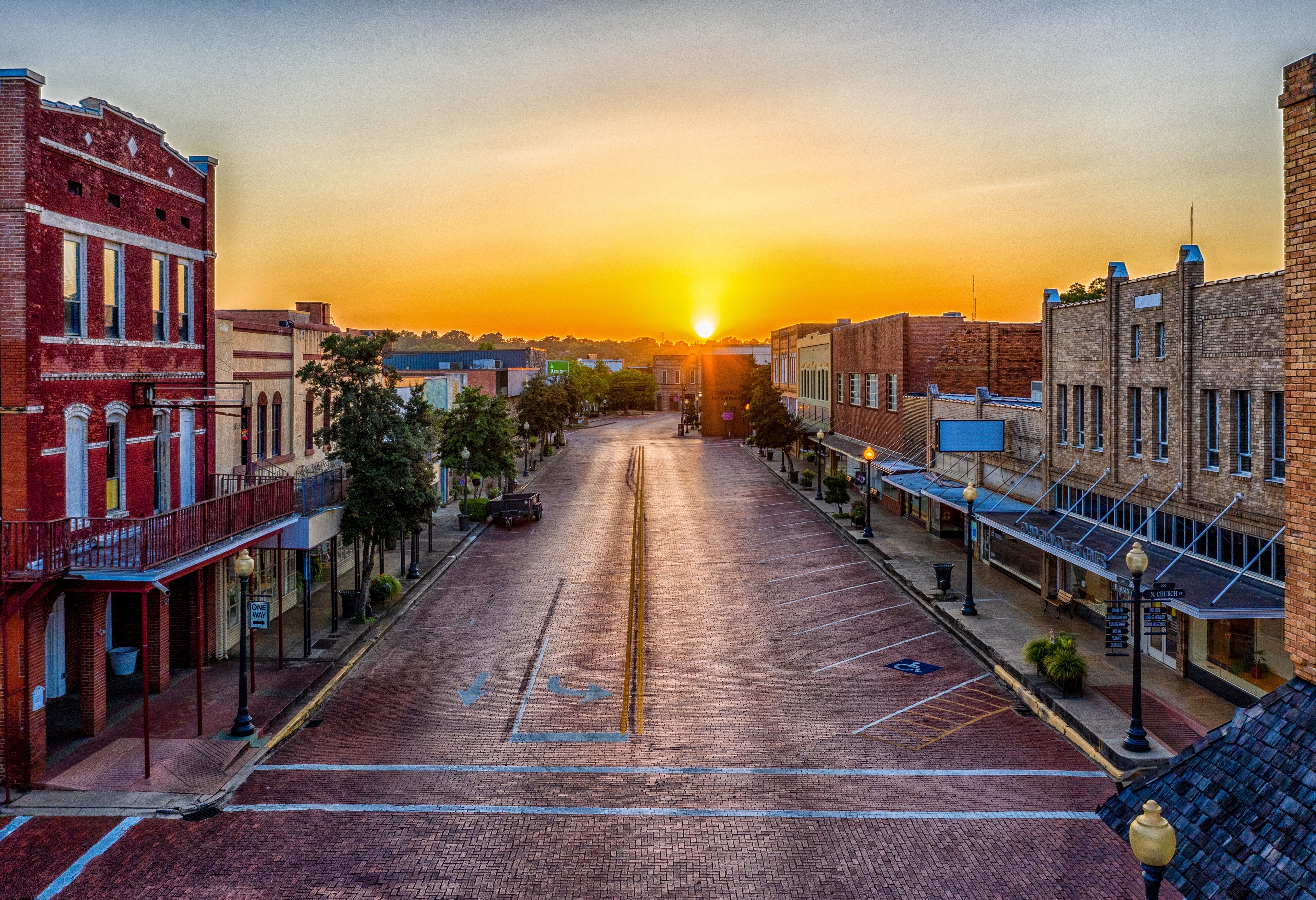 Areal street shot of Downtown Nacogdoches